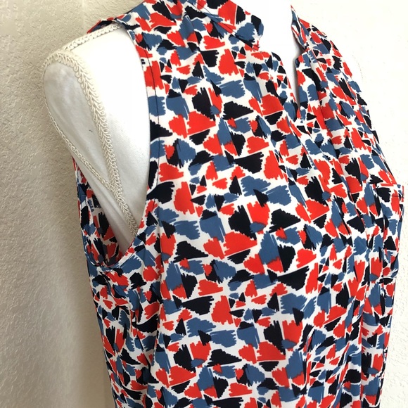 Papermoon Red-Orange/Blue Sleeveless Blouse LP - Picture 3 of 6